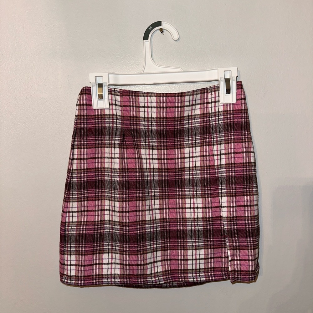 Girls Art Class Pink and Brown Plaid Skirt